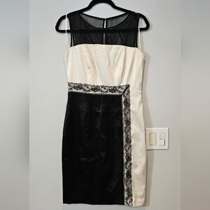 Melrose sz 8 cream black sleeveless cocktail dress